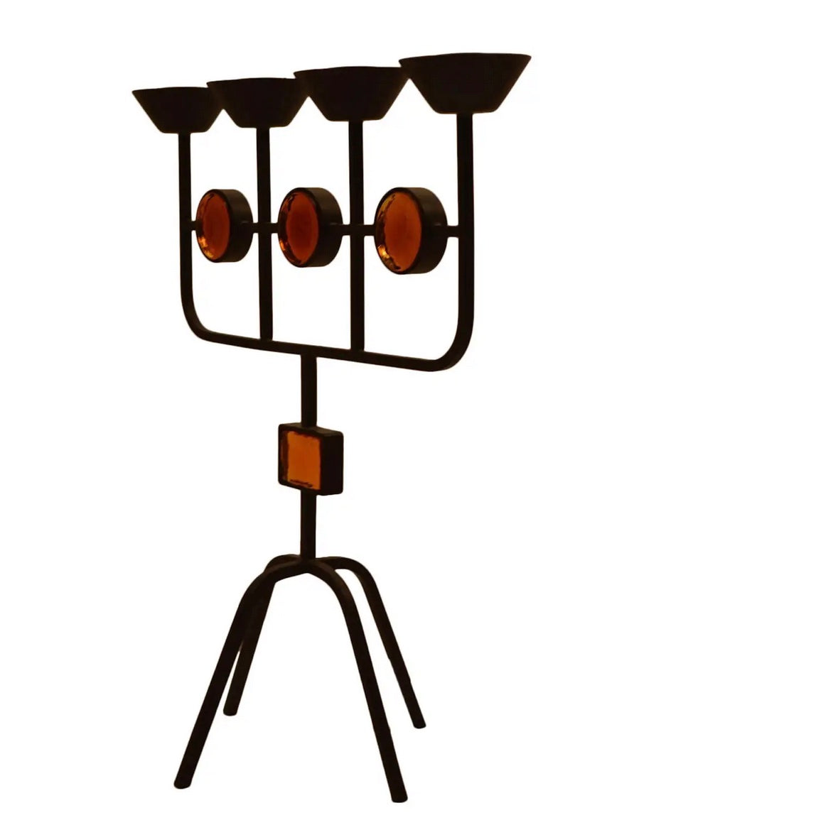 Chandelier ERIK HOGLUND à quatre bougies. Années 60