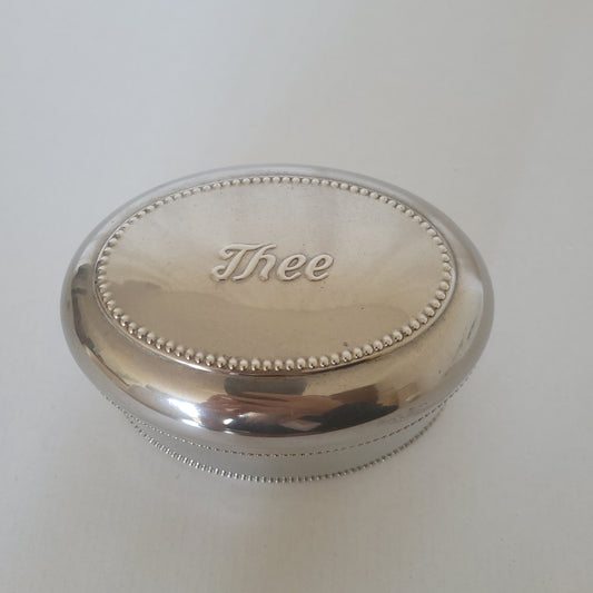 Boite à thé en métal argenté