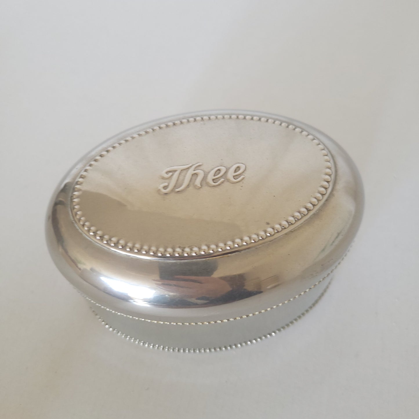 Boite à thé en métal argenté