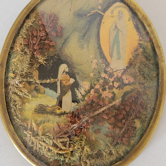 Petit cadre religieux en verre bombé