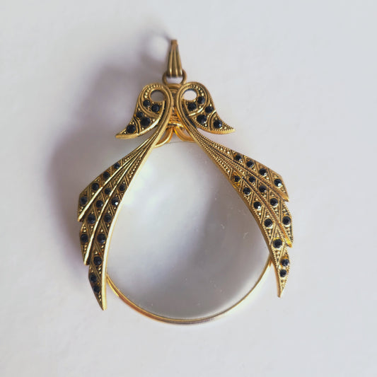 Pendentif loupe doré, vintage.