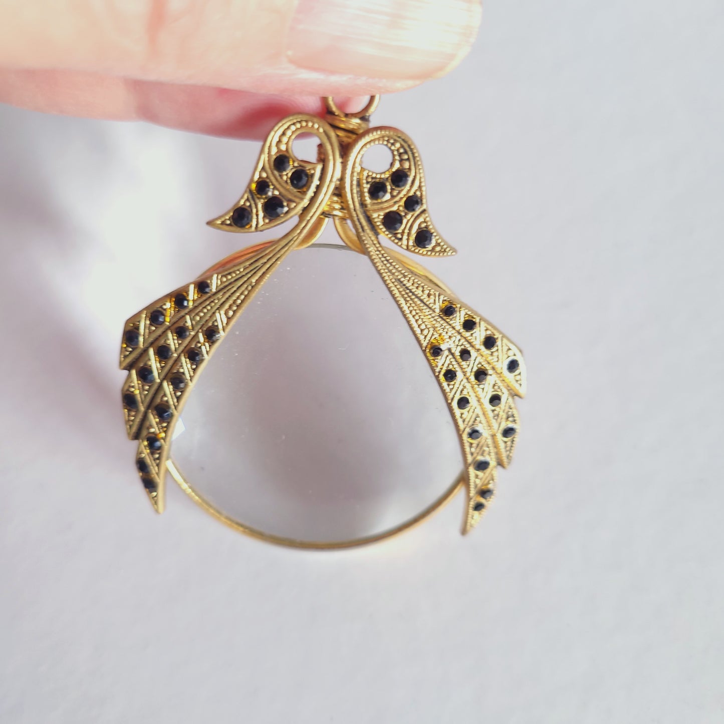 Pendentif loupe doré, vintage.