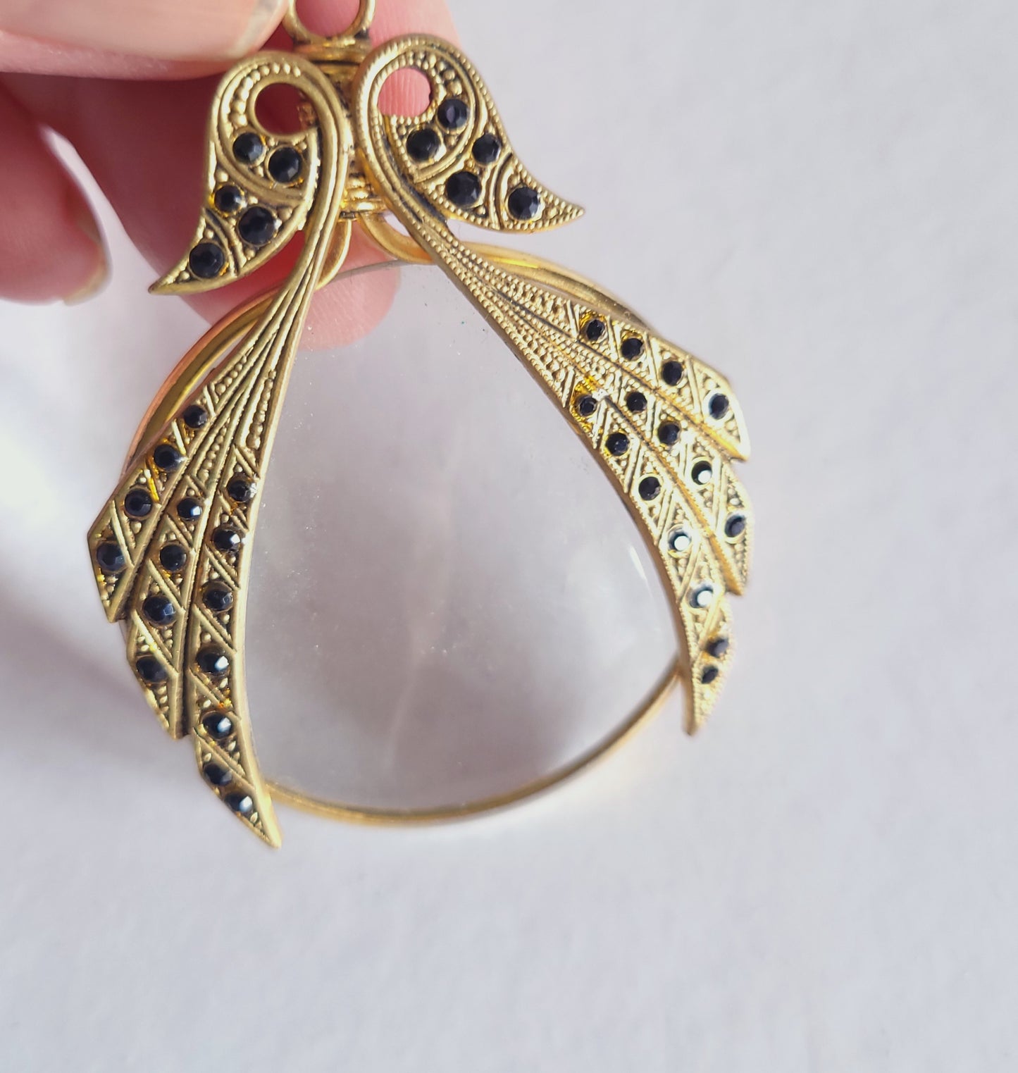 Pendentif loupe doré, vintage.